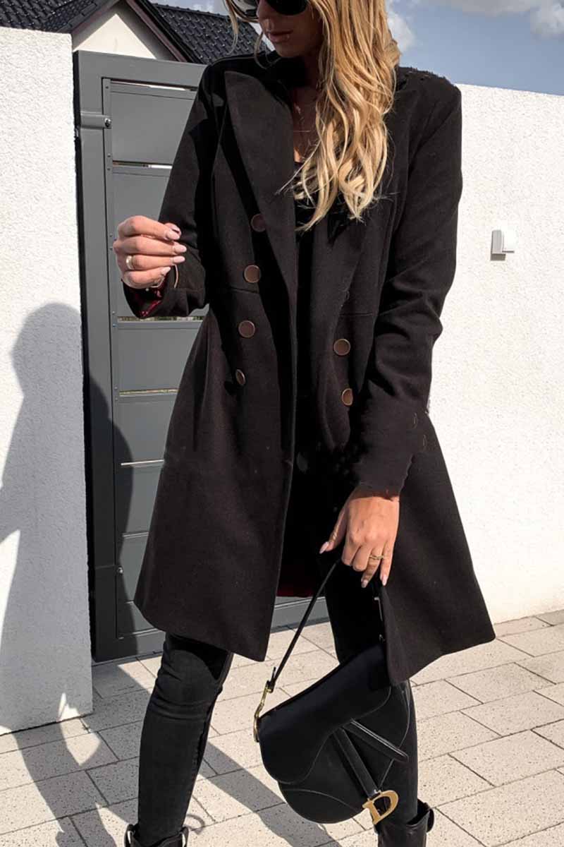 Florcoo Solid Color Sexy Coat With Buttons(3 Colors)