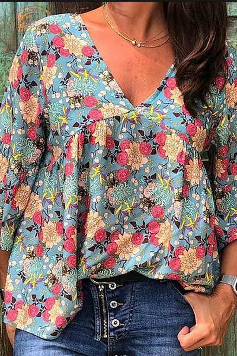 Florcoo Floral Loose Blouse