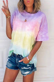 Florcoo O Neck Tie-dye Multicolor T-shirt