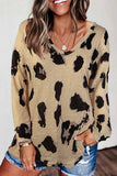 Florcoo V-neck Leopard Print Loose Top