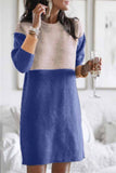 Florcoo Loose Round Neck Paneled Mini Dress(2 Colors)