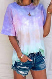 Florcoo O Neck Tie-dye Multicolor T-shirt