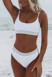 Florcoo High Waist Solid Color Sequin Bikini