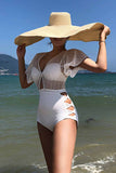 Florcoo White Sexy Hollow Cover Belly Swimwears