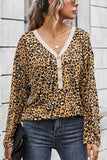 Florcoo Elegant V-neck leopard print blouse women