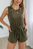 Florcoo O-neck Djustable Rompers With Pocket