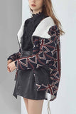 Florcoo Hooded Plaid Contrast Cotton Coat
