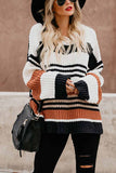 Florcoo Paneled Knitted Striped Sweater
