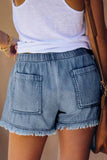 Florcoo Adjustable Tassel Pockets Design Denim Shorts(3 Colors)