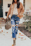 Florcoo Loose Cardigan Corduroy Tops