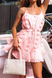 Florcoo Solid Lace Flower Design Grace Mini Dress