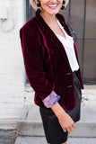 Florcoo Solid Color Slim Long-Sleeved Suede Blazer Tops ( 3 Colors）