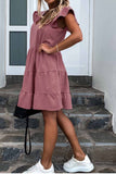 Florcoo V-neck Point Sweet Ruffle Skirt