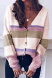 Florcoo Long Sleeve V Neck Color-Block Sweater