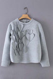 Florcoo Heart Decoration Zipper Long Sleeve Hoodie Tops