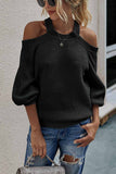 Florcoo Solid Off-shoulder Knitted Sweater