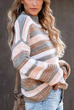 Florcoo O-neck Stitching Striped Long-Sleeved sweater