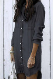 Florcoo Loose Button Design 4 Colors Denim Dress（4 colors）