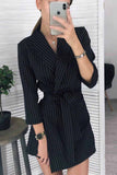 Florcoo Solid Color Long Sleeve Suit Collar Mini Dresses(4 Colors)