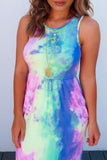 Florcoo Tie-dye Printed Multicolor Maxi Dress