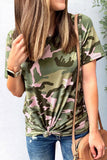 Florcoo O Neck Camouflage Printed T-shirt