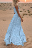 Florcoo V Neck Dot Printed Floor Length Dress(3 Colors)