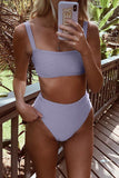 Dokifans Bandeau Basic Light Purple Bikini Set - Dokifans