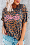 Dokifans Leopard Print Pink Blondie Brown T-shirt - Dokifans