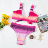 Florcoo Backless Gradient Color One-Piece Swimsuit