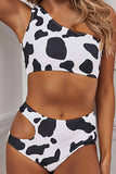 Florcoo Two-Piece Cow Pattern Digital Printing Split Swimsuit