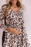 Florcoo Leopard Print V-neck Midi Dress