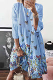 Florcoo Printed O-Neck Linen Dress