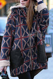 Florcoo Hooded Plaid Contrast Cotton Coat