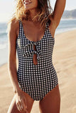 Florcoo Plaid Printed one-piece Swimsuit
