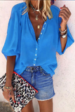 Florcoo Buttons Design Lace-up Red Blouse