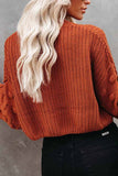 Florcoo Cute Solid Color Knitted Crew Neck Sweater