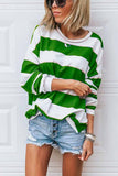 Florcoo Loose Round Neck Striped T-shirt