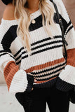 Florcoo Paneled Knitted Striped Sweater