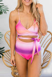 Florcoo Backless Gradient Color One-Piece Swimsuit