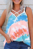 Florcoo Printed Tie-dye V-neck Sleeveless Vest