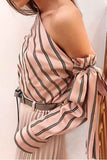 Florcoo Slanted Shoulder Striped Top