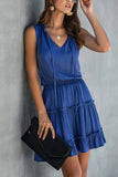 Florcoo Solid Pleated Adjustable Waist Dress