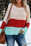 Florcoo Pink Contrast Stitching Sweater