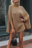 Florcoo Solid Color Cape High Collar Shawl Tops