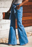 Florcoo High-Waist High-Elastic Fashion Flared Pants (Including Belt)