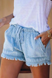 Florcoo Adjustable Tassel Pockets Design Denim Shorts(3 Colors)