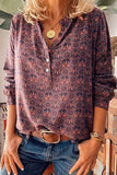 Florcoo Vintage V-Neck Button Print Shirt(3 Colors)