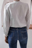 Florcoo Long Sleeve Flared Sleeve Solid Color Shirt Tops