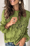 Florcoo Long Sleeve Openwork Lace Blouse(5 Colors)