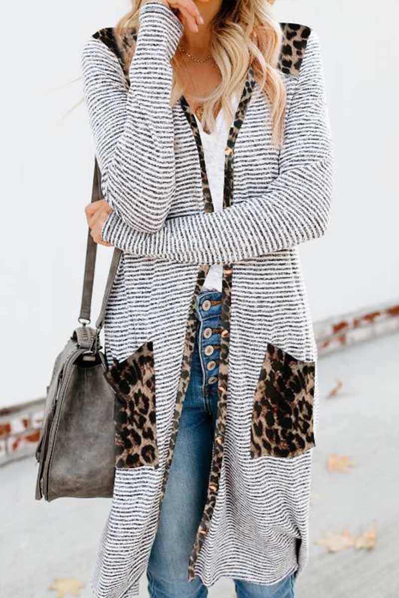 Florcoo Loose Leopard Print Knitted Cardigan